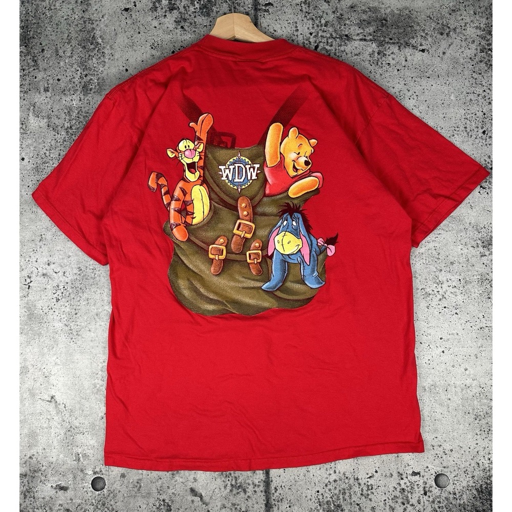 Vintage 90s Walt Disney World Winnie The Pooh Book Bag T-Shirt‎ Size XL